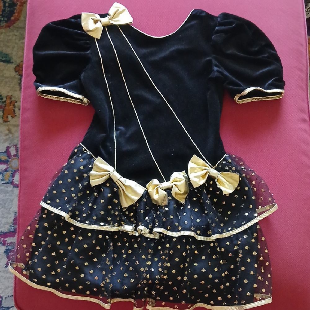 Vintage Sweet Liberty Kids Fancy Dress in Black and Gold